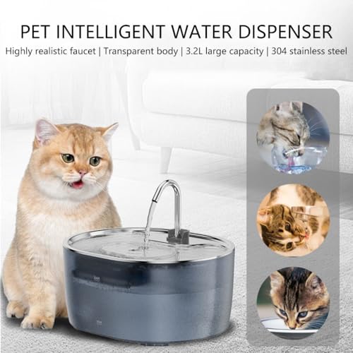 Fuente automática de agua para gatos de acero inoxidable miniatura 2