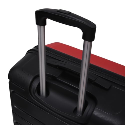 Image of Yayavar Tokyo Textured ABS Hard-Sided Suitcase Bag - 120L| Dual Color Trolley with 4 Spinner Wheels, Number Lock, Water Resistant | Luggage Bag for Travel (Red & Black, 71cm, Large)