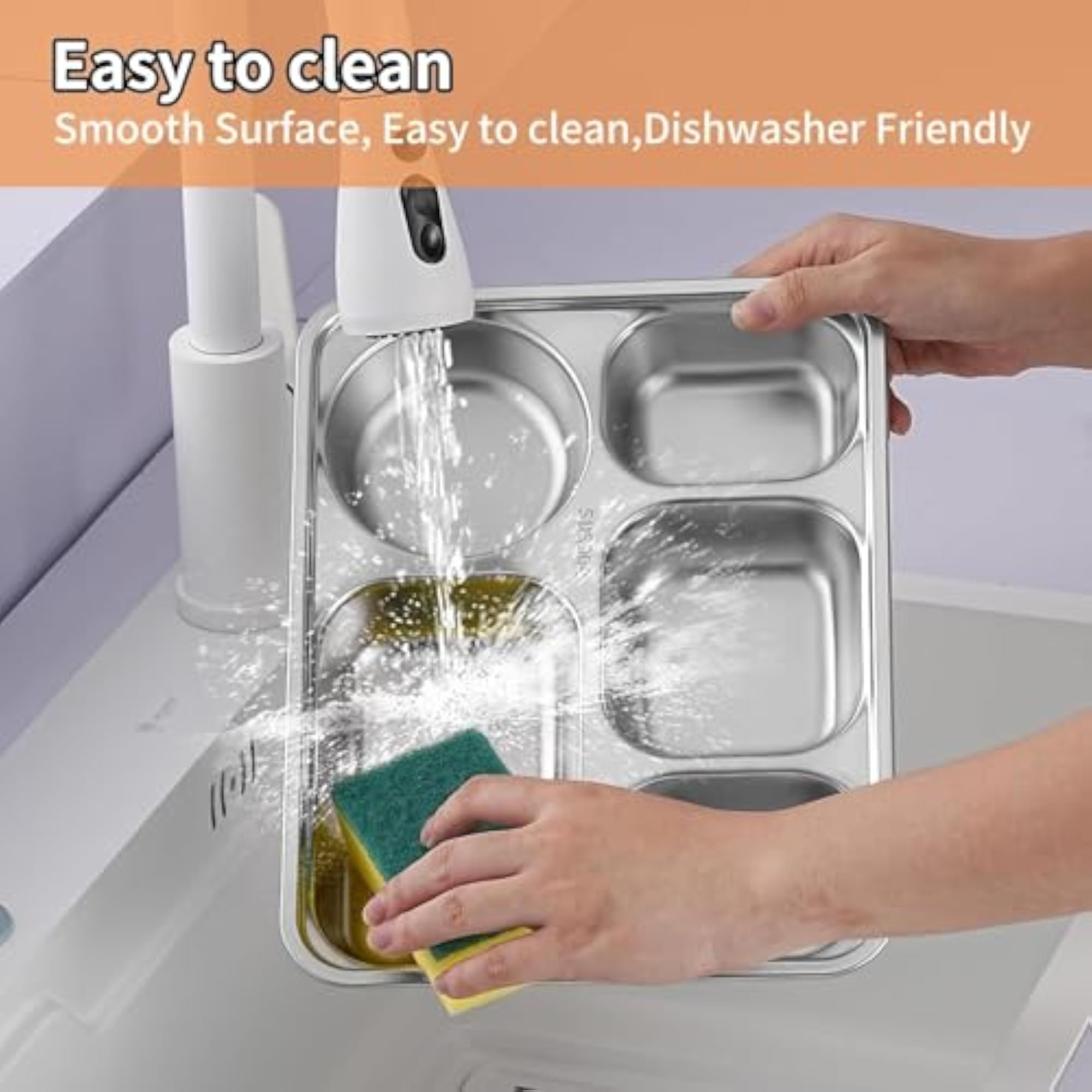 Stainless Steel Rectangular Divided Meal Plate
