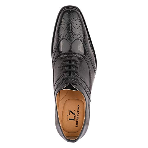 Image of LIBERTYZENO Mens Brogue & Plain Genuine Leather Animal Print Lace Up Oxford Dress Shoes for Easter Gift