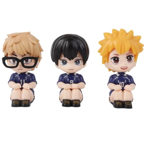 Image of FUNFOB Haikyuu Action Figure Set of 3 Height -7cm Collectible PVC Multicolour | Haikyuu Set of 3 Blue Team
