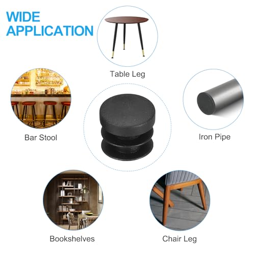 Image of PATIKIL 9 /16 inch Plastic Tubing End Caps, 40Pcs Round Hole Plug Insert for Round Iron Pipe Chair Leg Table Bookshelves Patio Furniture, Black