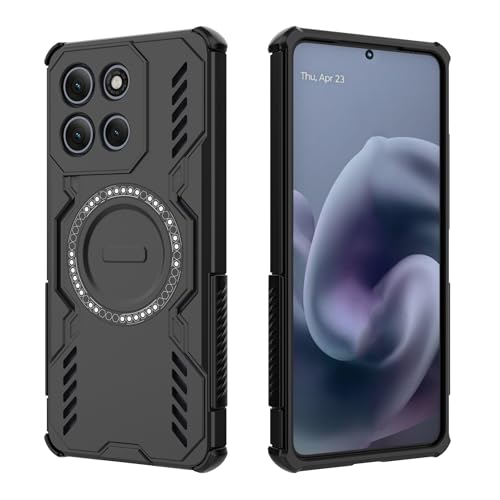 Image of Lustree Back Cover Case for Compatible with Motorola Edge 70 | Shockproof Magnetic TPU + PC Hard Case with Heat Dissipation & Full Protection - Black
