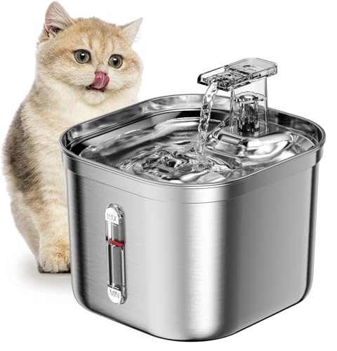 JINYUHAY Fonte de Agua Pra Gato 2.2L, Bebedouro Para Gatos, Bebedouro Para Cães, Silenciosa Inox Fil
