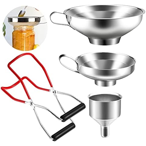 Set de 3 Embudos de Acero Inoxidable iYinJuan con Pinza de Conservación Cover
