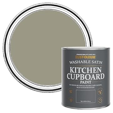 Rust-Oleum Green Scrubbable Kitchen Cupboard Paint in Satin Finish - Grounded 750ml