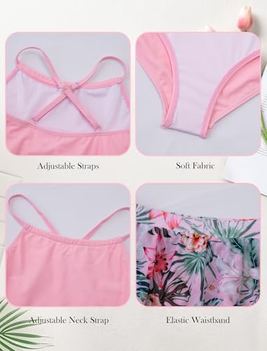 Image of Girls One Piece Swimsuits with Mesh Skirt Tanikini Bathing Suit Swimwear 6-14Y