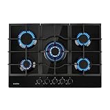 Klarstein Gasherd, Gaskochfeld 5 Flammen, Einbau-Gaskocher für Zuhause & Wohnmobil, Edelstahl Campingkocher, Gasherd für Propan- und Erdgas, Gas-Herdplatte mit Wok Brenner, Gas Kocher 11100 Watt