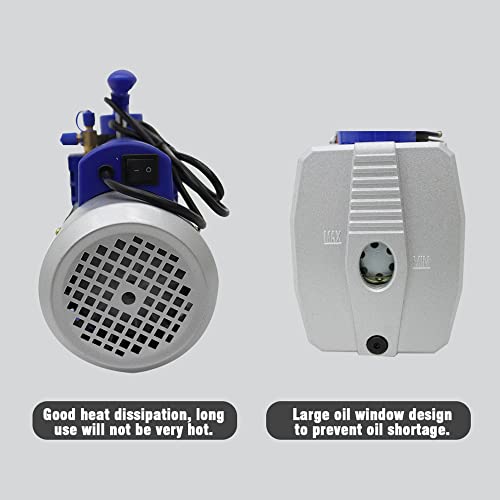 Bomba de vacío de paleta rotativa 7CFM 110V bomba de vacío de doble etapa con filtración de cinco capas y ventana de aceite grande miniatura 5