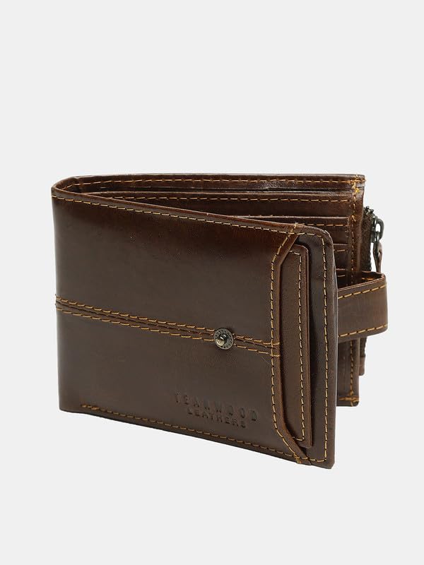 Image of TEAKWOOD LEATHERS Men Leather Wallet | Genuine Leather Purse for Mens, RFID Protected Personalized Wallet | WLT 485 C Brown