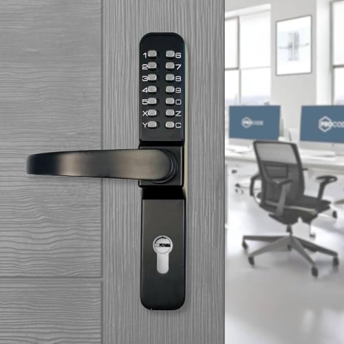 Serrure à code mécanique BT07, Poignée a code pour porte, Combinaison à code, Noir
