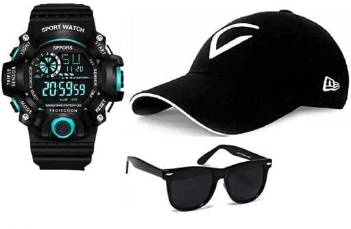 Sba Prime 3 Combo Watch with Rubber Band and Cap & Sunglasses for Men & Boys - sba-152 (B09SX4NB1K) Amazon Price History, Amazon Price Tracker