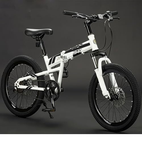Bicicleta de Montaña Plegable de 22 Pulgadas de Una Sola Velocidad con Freno de Disco Doble Doble Absorción Impactos para Jóvenes Estudiantes para Hombres y Mujeres D,20 Inches