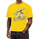 Baseball Shirt Men Game Day Baseball Fan Shirt Tee Casual Short Sleeve Tops Yellow, Medium