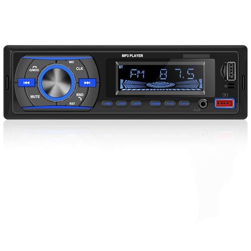 Autoradio 1 DIN Bluetooth Autoradio mit Bluetooth Freisprecheinrichtung FM Radio/USB/TF/AUX IN/RCA/40 EQ/7 Farben/App lokalisiert den MP3-Player des Autos mit Fernbedienung Empfänger Schnellladung