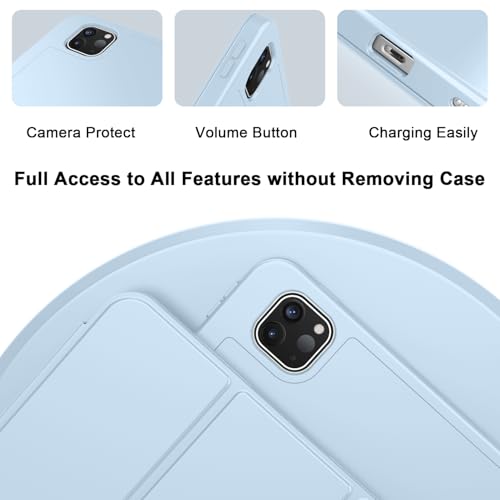 Image of ZryXal New iPad Pro 13 Inch Case (M5) 2025 / (M4) 2024 with Pencil Holder, Smart iPad Case [Support Pencil Pro and Pencil (USB-C)], Support Touch ID and Auto Wake /Sleep (New Sky Blue)