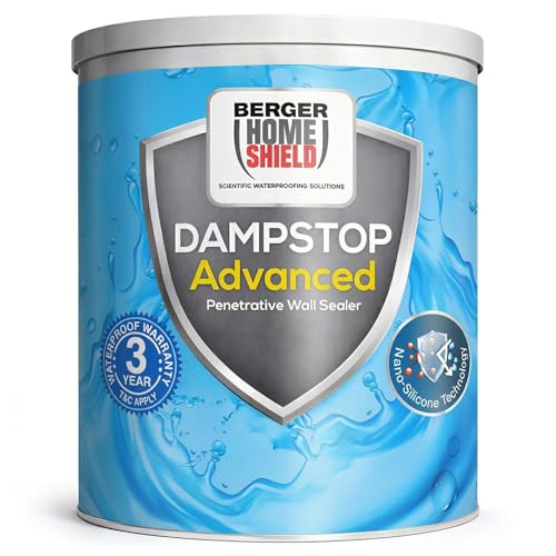 Image of BERGER HomeShield Dampstop Advanced Waterproofing Damp Proof Solution for Interior Walls Nano-Additive Based Prevents Salt Leaching (4L, White)