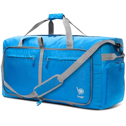 bago Holdall Bags for Men & Women - 140L Spaciously Large Holdall Bag with Shoe Compartment - Travel The World in Style & Convenience - Durable, Lightweight & Foldable Duffle Bag (Blue)