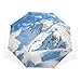 Produktbild LASINSU Regenschirm,See Haus Dekor Berglandschaft Skipiste Wintersport Telfer Snowboarden Bild Weiß BlauFaltbar Kompakt Sonnenschirm UV Schutz Winddicht Regenschirm
