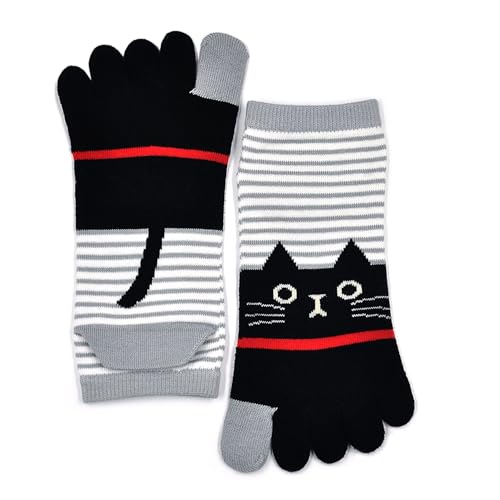 4Pairs Women's Toe Sock, Cute Cotton Five Finger Ankle Sock Athletic Running Toe Socks for Girls