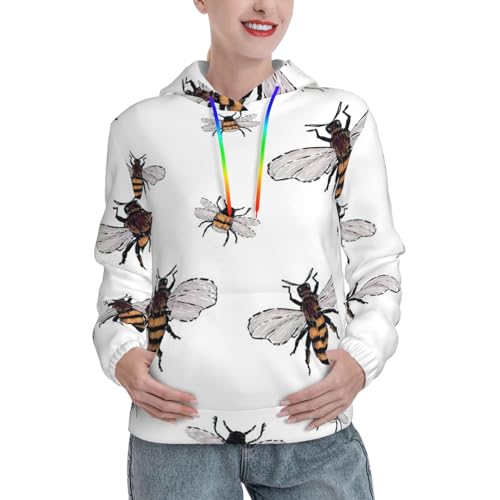 Sweat à capuche femme graphique imprimé abeilles avec poche kangourou