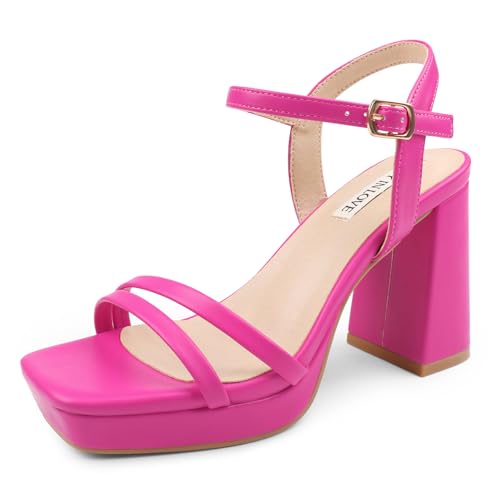 Image of JOY IN LOVE Platform Heels for Women 3.5 Inch Chunky Block Heel Ankle Strap Sandals