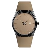 VILKFY Orologi da polso unisex in silicone, impermeabile, analogico, al quarzo, Cachi, Business Tempo libero