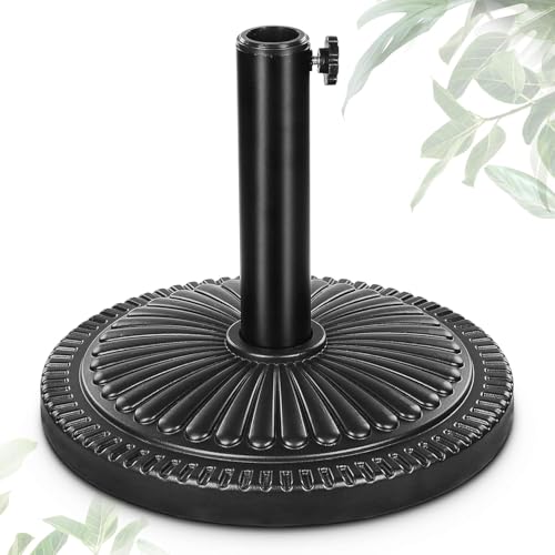 Image of FRUITEAM 17.8 inch 33 lbs Round Patio Umbrella Base Pre-Filled Umbrella Stand Sun-Flower-Pattern Heavy Duty Market Umbrella Base Stand for Patio, Outdoor, Swimming Pool, Black