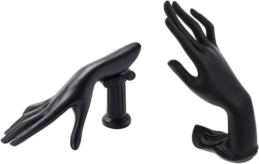 NOLITOY 2pcs Mannequin Hand Jewelry Display Stand Set Black Resin Hand Model Ring Holder for Store and Home Display