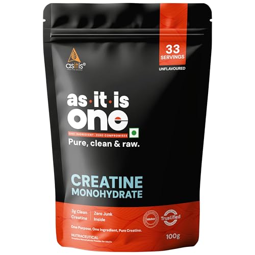 AS-IT-IS One Creatine Monohydrate - 100g Unflavoured I Pure & Mic...