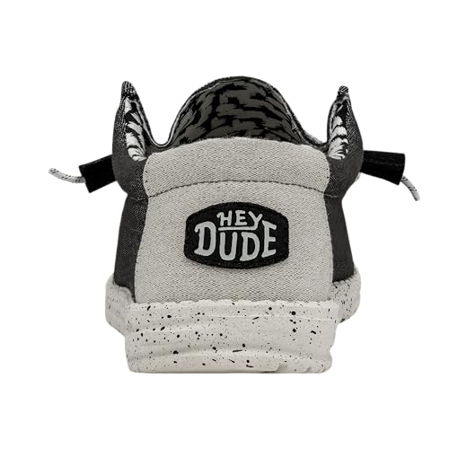 HEYDUDE Men's Wally Stretch Opal Black Size 9 | Men’s Shoes | Men's Lace Up Loafers | Comfortable & Light-Weight