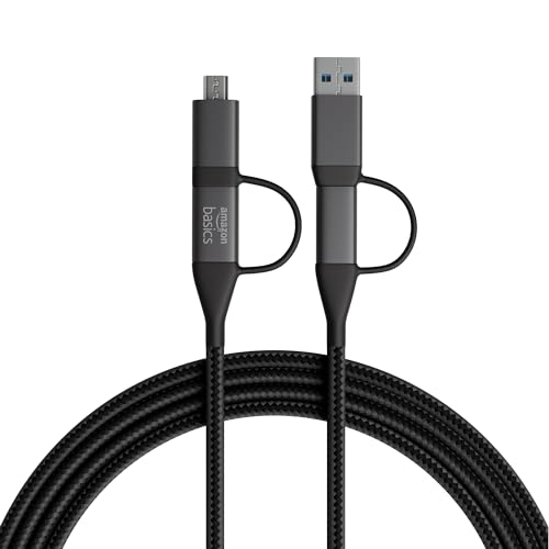amazon basics 4-in-1 Braided Cable with USB-A, Micro USB and Type...