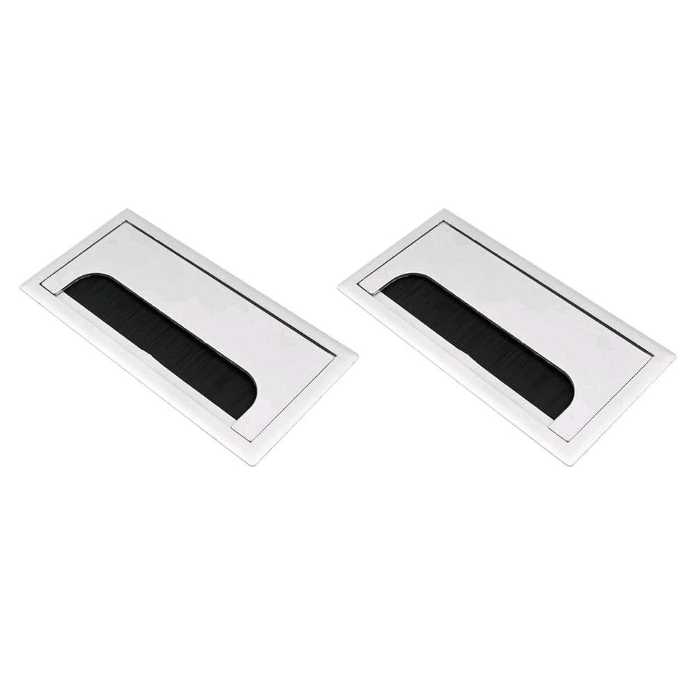 WANGCL 2Pcs Square Desk Grommet Aluminum Cable Hole Cover 160 x 80mm Wire Hole Cover Outlet for Management Office Computer Desk Wires