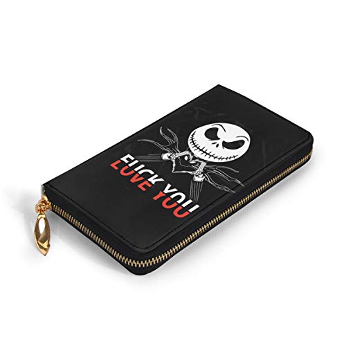 Nightmare Before Christmas RFID Blocking ID Window Genuine Leather Wallet Pocket Zip Wallet for Men,Women3