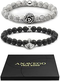 Anavego True Bond Comes with Unique Storage Gift Box Matching Couples Bracelet Set. Gift for Him Her Boyfriend Girlfriend Husband Wife Women Men Mother Father. 8 Millimetre Beaded