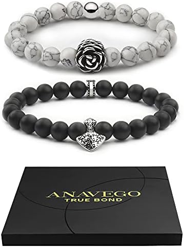 Anavego True Bond Comes with Unique Storage Gift Box Matching Couples Bracelet Set. Gift for Him Her Boyfriend Girlfriend Husband Wife Women Men Mother Father. 8 Millimetre Beaded