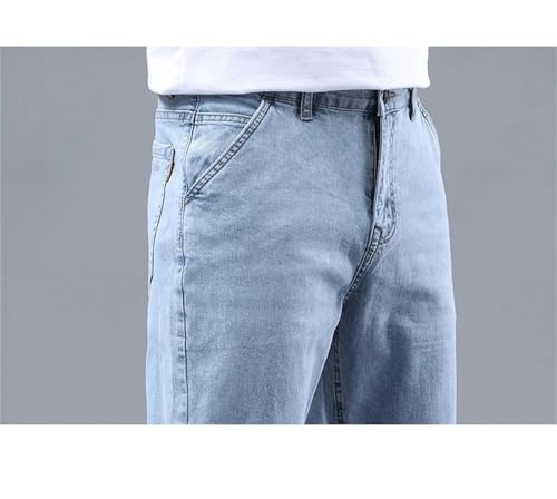 Mnjyihy Men Cotton Straight Thin Jeans Stretch Soft Fabric Denim Ankle-Length Pants2