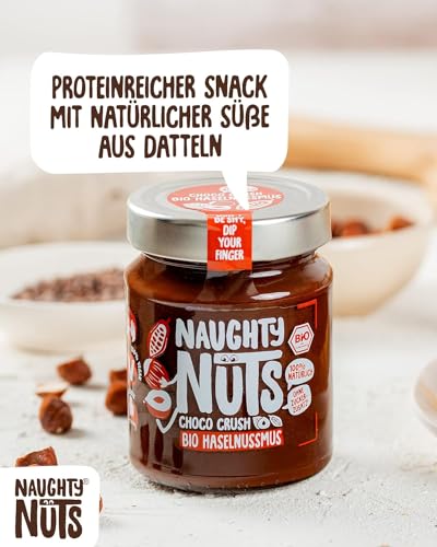 NAUGHTY NUTS Bio Haselnussmus Choco Crush | Vegane Schokolade | 100% Natürlich | Ohne Palmöl & Zucker | Ideal Als Topping Für Müsli | 250g