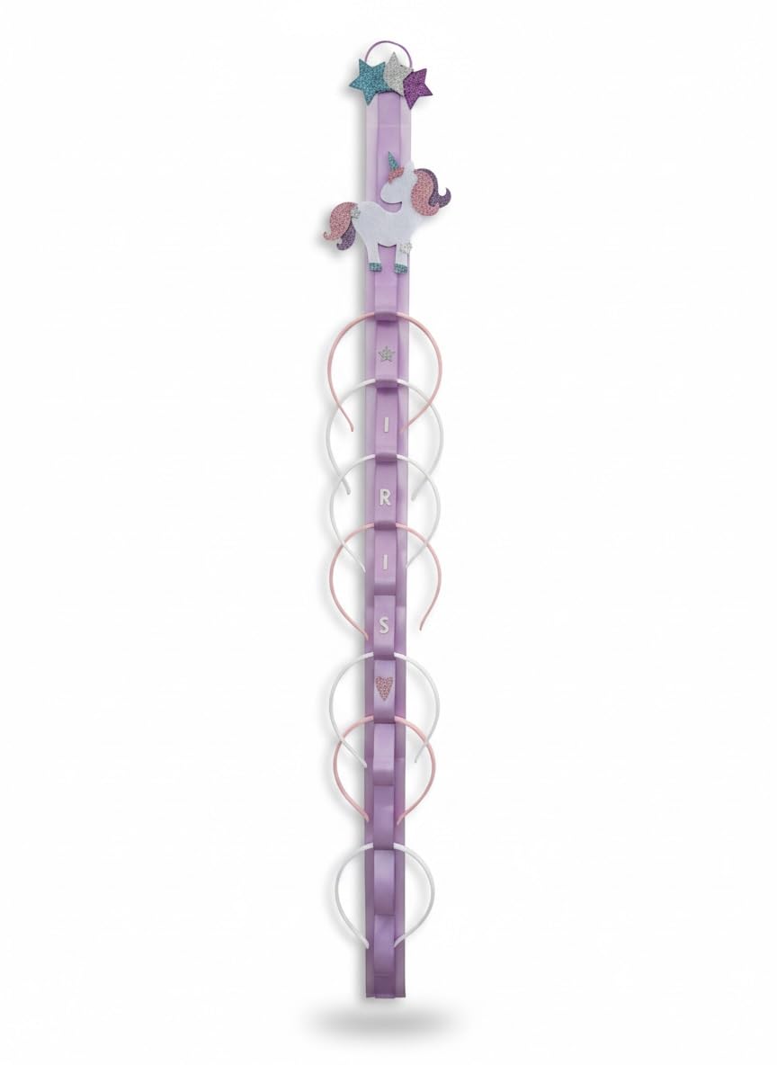 Generico TULLE E MERAVIGLIE Porta Cerchietti Bambina Unicorno Personalizzato con Nome Salvaspazio da Appendere in Cameretta Fatto a Mano in Italia Idea Regalo Compleanno Natale Nascita
