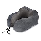 Amazon Brand – Umi Reisekissen Nackenkissen, Reise Nackenkissen Memory Foam, U-Förmiges Nackenhörnchen, Nackenstützkissen für Flugzeug, Zug, Auto, Büro und Camping (Grau)
