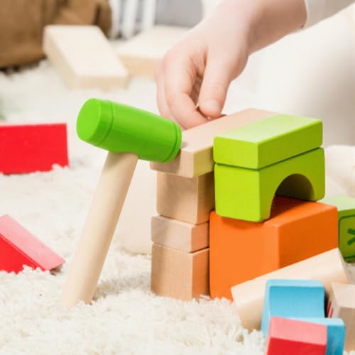 Image of 1Pcs Toy Hammer Simulation Wooden Hammers Plastic Toddler Hammer SmallPortable Kids Maintenance Tools Toys Pretend Fake Mallet Hammers for Boys Girls(Green)
