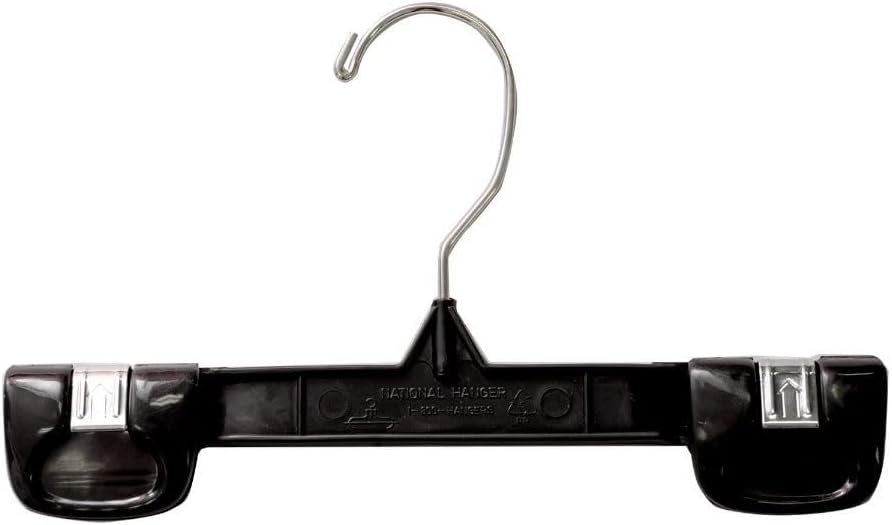 NAHANCO Plastic Skirt/Pant Hangers - Snap Grip w/Swivel Hook - 8" Black (Pack of 200)