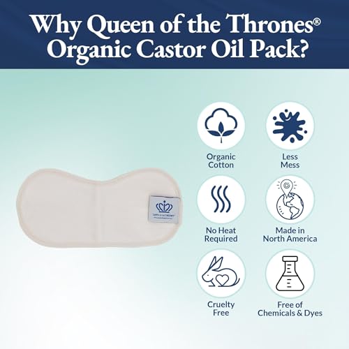 QUEEN OF THE THRONES Castor Oil Pack for Thyroid - Heatless, Less-Mess, Reusable - Organic Cotton Flannel, Comfort Fit, Soft Straps & Naturopathic Doctor Designed