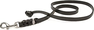 Hundeleine Leder 1,35m kleine Hunde – Fettlederleine [ohne Handschlaufe] Lederleine Hund geflochten leicht – Führleine & Trainingsleine – robustes Rindsleder mit Chromkarabiner, dog leash 8mm, Schwarz