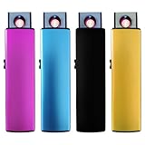 4 Stück Sturmfeuerzeug Elektronisches Feuerzeug: Winddicht Elektrisch Feuerzeug mit USB-Anschluss, Doppelte Zündung, Flammenloses Sturmfeuerzeug, USB Lighter Wiederaufladbar (Ohne Gas)​​