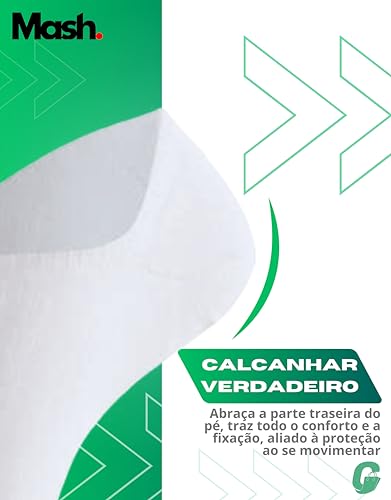 MASH Kit 9 Pares Meia Invisível Sapatilha Esportiva Faixa Tensora Active Unissex, 9 Brancos, 39-44