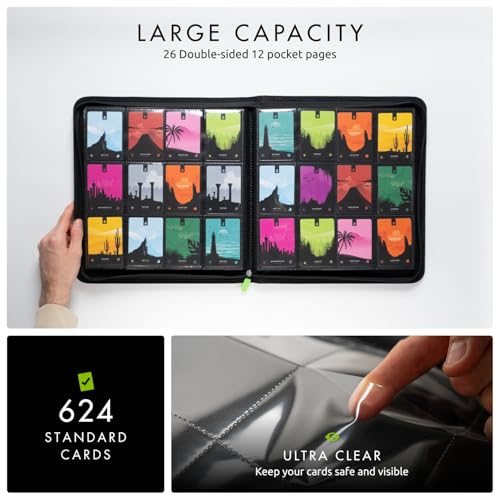 Image of Vault X 12 XL Pocket Zip Binder, 624 Cards, Exo-Tec Material, 26 Side-Loading Pages (Black)