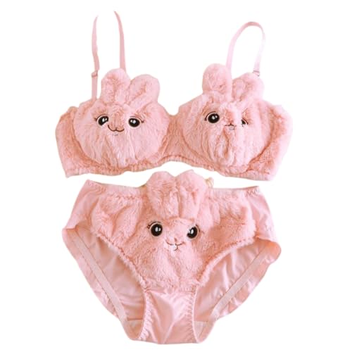Image of Imported Japanese-Style Furry Bunny Ear Bra & Panty Set for Women Milk Silk Cute Rabbit Cosplay Lingerie Premium Ultra-Soft Plush Sexy Innerwear for Honeymoon, Date Night & Valentine Gift