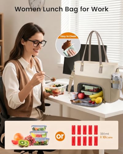 Image of LOVEVOOK Lunch Tote Bag for Women, Work Laptop Bag with Lunch Compartment
