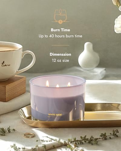 96NORTH-Luxury-White-Sage-Candle-Large-3-Wick-Jar-Candle-Up-to-50-Hours-Burning-Time-100-Natural-Soy-Wax-Relaxing-Aromatherapy-Aesthetic-Candles-Housewarming-Gift-for-Men-and-Women 96NORTH Luxury White Sage Candle Large 3 Wick Jar Candle Up to 50 Hours Burning Time 100 Natural Soy Wax Relaxing Aromatherapy Aesthetic Candles Housewarming Gift for Men and Women